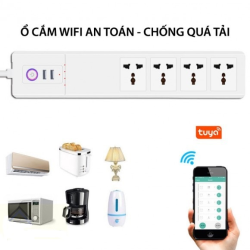 Ổ cắm Wifi Tuya 4 cổng + 2 USB chống quá tải SM-SO306L1