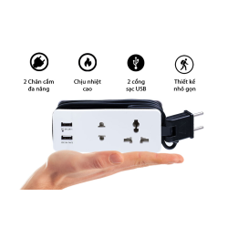 Ổ cắm chia 4 cổng tích hợp cổng sạc USB 5V-2A SQ4U