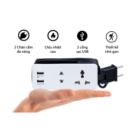 Ổ cắm chia 4 cổng tích hợp cổng sạc USB 5V-2A SQ4U